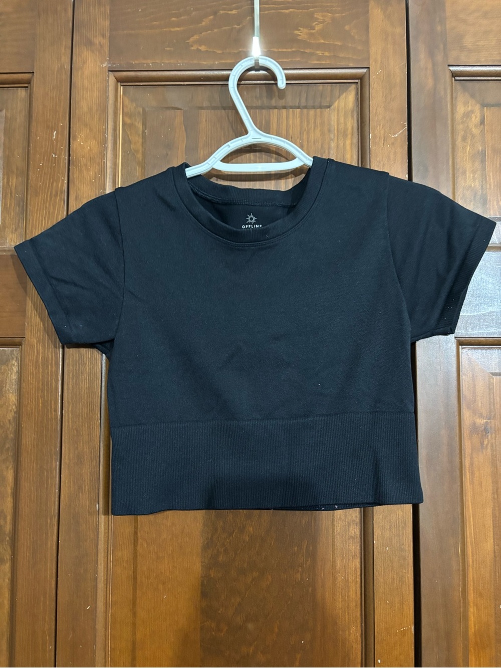 aerie Black Cropped Tee